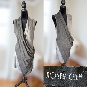 Ronen Chen Draped Wrap Style MIDI Dress Size 0 US size 4